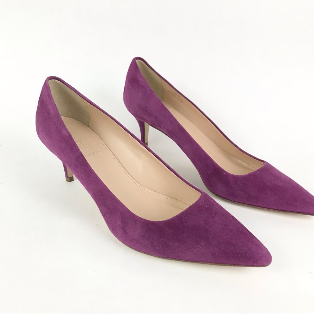 J Crew Italy 8 Dulci Suede Kitten Heels Purple - Picture 3 of 8